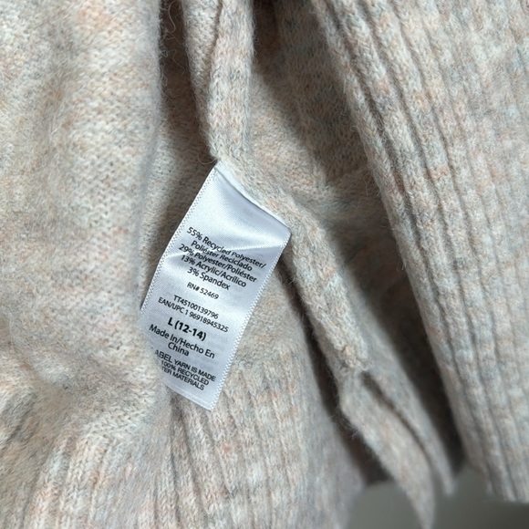 Time and Tru Beige Fuzzy Open Front Cardigan Sweater, Midweight, Size L - Picture 10 of 11